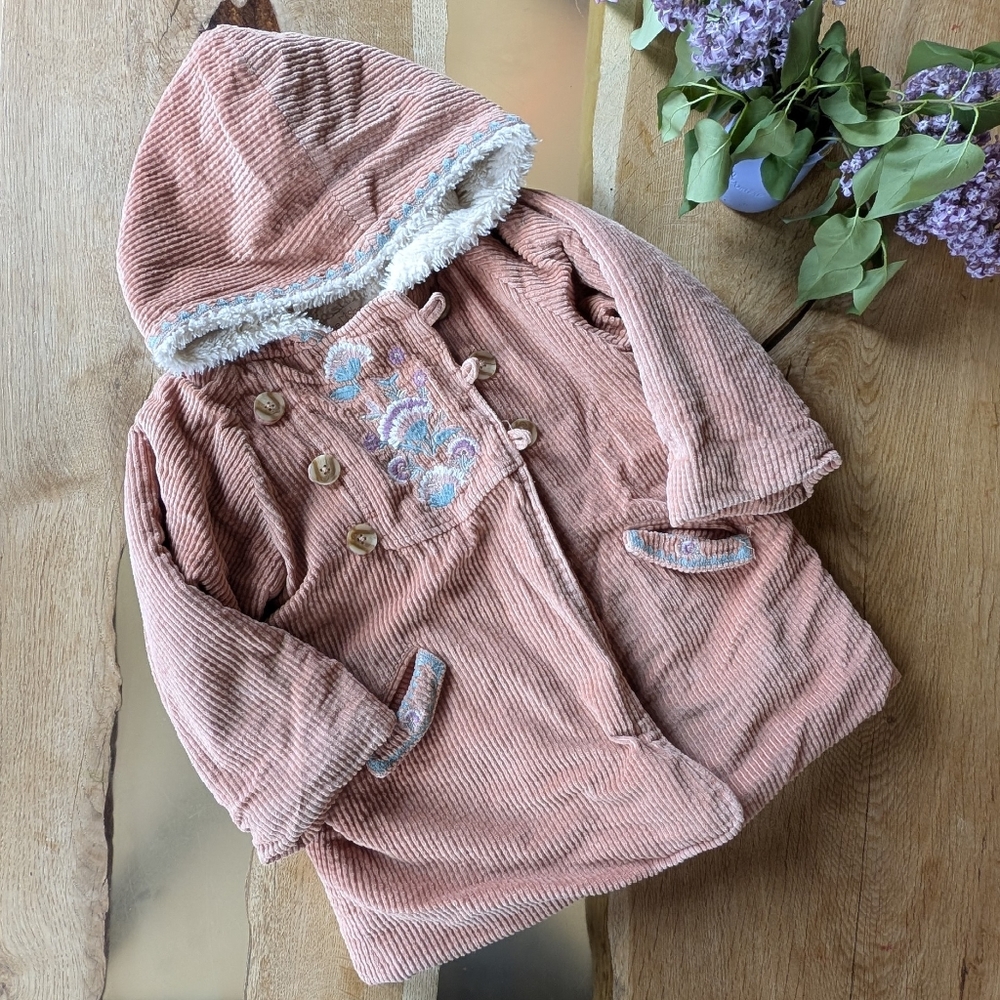 Louise Misha 2y Kids Corduroy Hooded Jacket - Pink